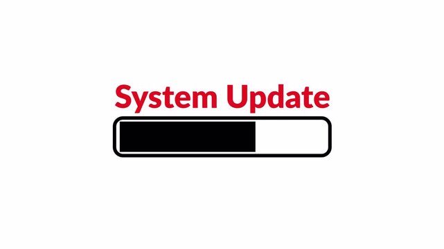 System update notification with a black progress bar on a transparent background, indicating ongoing software installation or update with Alpha Channel in 4K