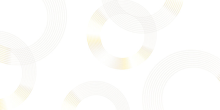 .Abstract gold circle lines on white background. circle white abstract geometric background with soft light white paper circles . Digital geometric technology businesses illustration vector shape.