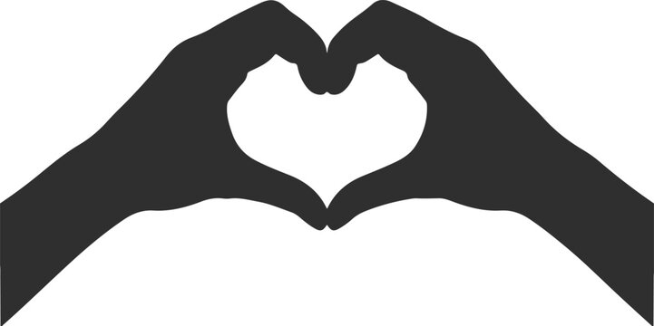 Silhouette of two hands forming a heart shape gesture