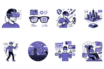 Fototapeta premium Virtual reality concepts and immersive digital environment icons