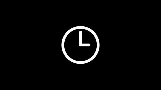 Animated White Clock Footage, Time Passing and Day Cycle on Black. Clock Time Animation on Black Background.
