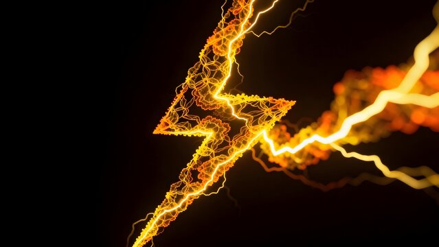 Electric lightning bolt on dark background