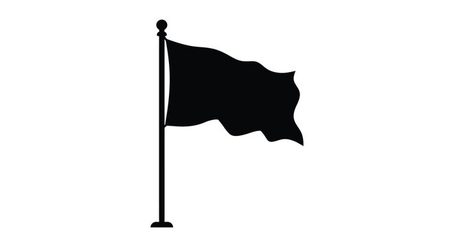 flag on pole silhouette black white background vector graphic symbol