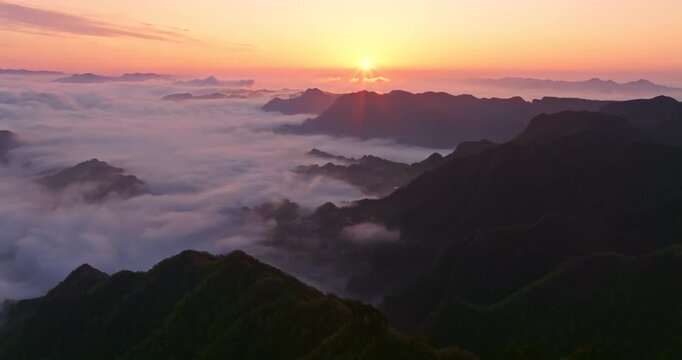 Aerial photography of Zhangjiajie sunrise