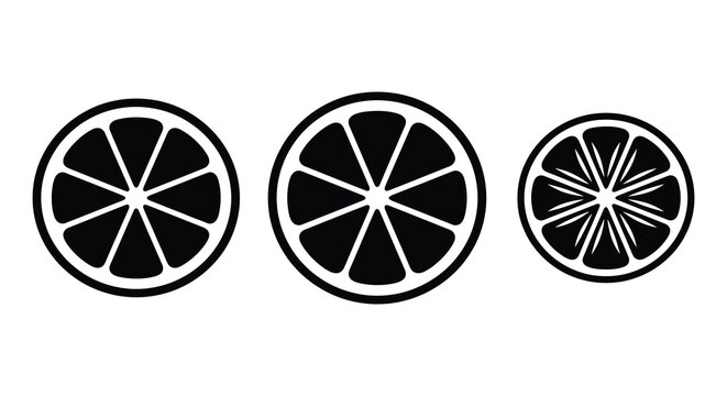 three citrus fruit slices silhouette slice orange lemon lime black