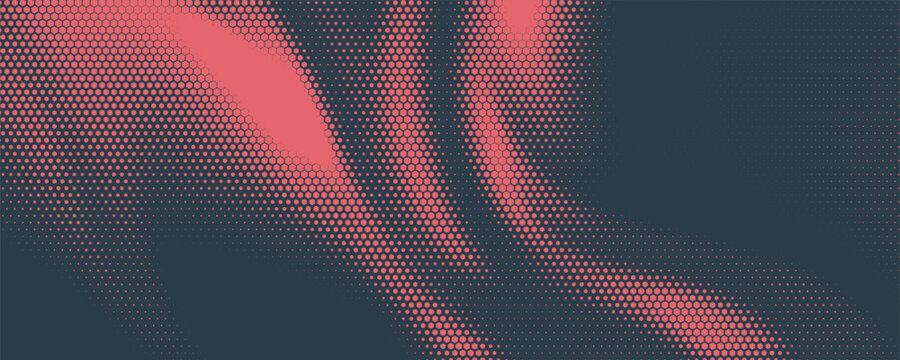 Hexagon Shapes Vector Red Abstract Geometric Technology Retrowave Sci-Fi Texture Isolated on Light Background. Halftone Hex Retro Simple Pattern. Minimal 80s Style Dynamic Tech Wallpaper