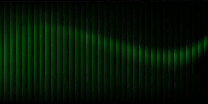 Futuristic glowing fractal glass with luminous green and cyan wave flowing through ribbed texture from emerald green to bright turquoise. Bold dynamic design for modern visual art projects. Vector