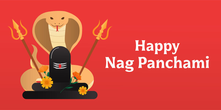 happy nag panchami banner illustration in gradient style