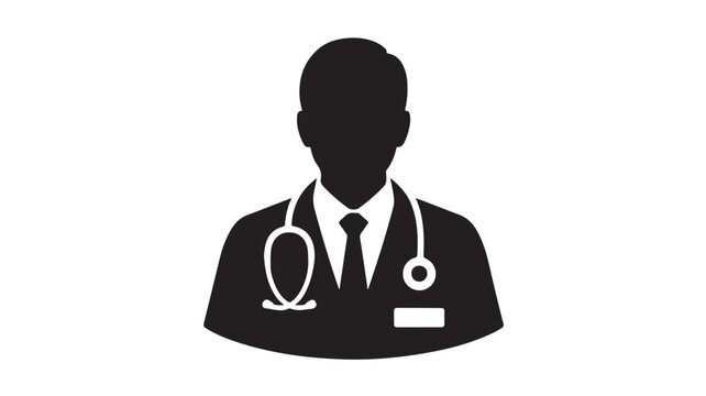Doctor Silhouette with Stethoscope Vector Graphic for Healthcare Concepts