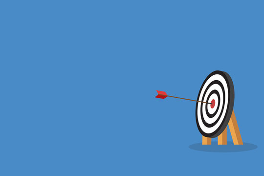 Arrow hits center. Business challenge failure and success concept.	