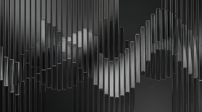 Monochrome vertical column rhythmic waveform pattern abstract grayscale aesthetic modern minimalist background texture digital composition graphic backdrop element