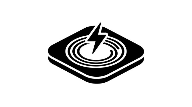 Black icon representing wireless charging and energy transfer