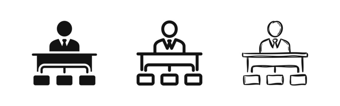 Management and organizational structure icon set for business leadership