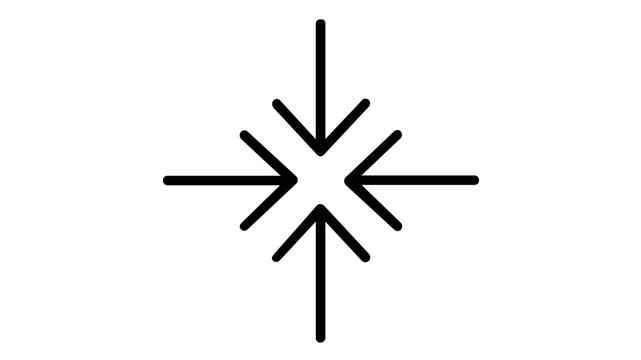 Versatile fullscreen collapse arrows line vector icon for interface control. Professional flat illustration showing exit full screen, minimize, shrink, and resize for video players and web apps.