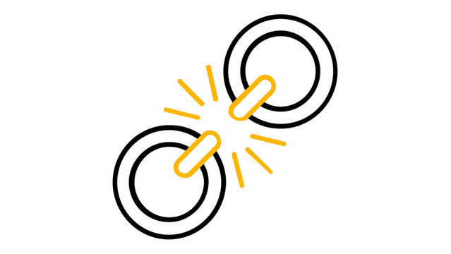 Minimalist unlink broken chain symbol line icon vector illustration for digital interface design, providing a clear visual cue for disconnected elements in web and mobile application menus.