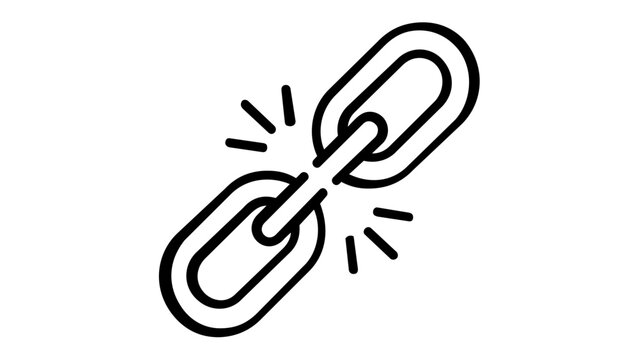 Scalable unlink broken chain symbol line icon vector illustration, perfect for user experience design, featuring a precise outline and modern flat style for intuitive navigation interfaces.