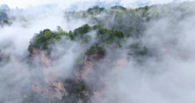 Aerial view of Zhangjiajie mountains