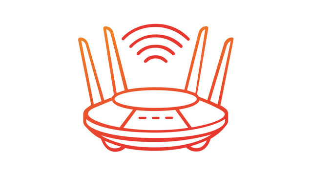 High Performance Wireless WiFi Router with Four External Antennas Vector Icon Illustration for Advanced Network Infrastructure and Reliable Broadband Internet Access Point Concept Design