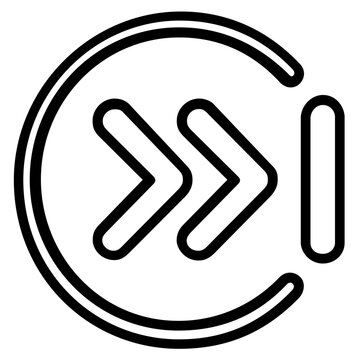 Media player next track and fast forward button vector icon illustration, representing playback control and content navigation for digital audio and video interfaces in a flat design.