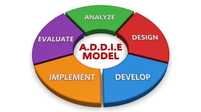 Addie model infographic analyze design develop implement evaluate