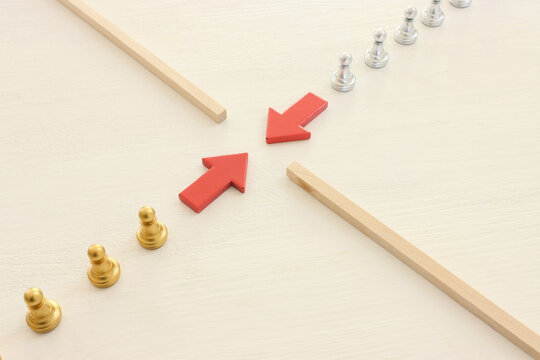 Image of chess game. strategy and leadership concept
