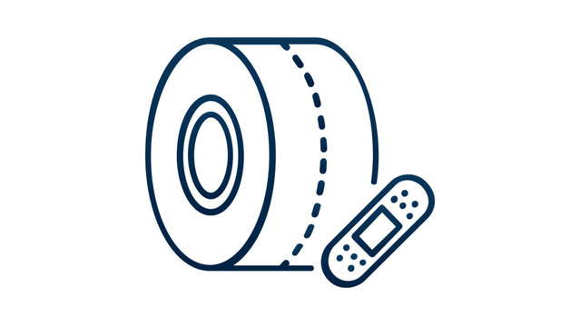 High quality roll of medical adhesive tape vector icon illustration, versatile first aid supply for wound care management and surgical dressing in professional healthcare and clinic environments.