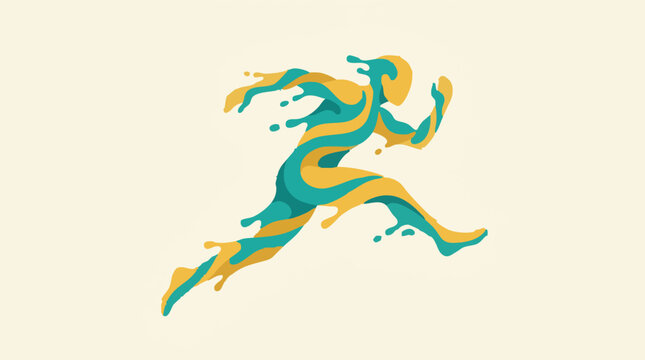 Colorful abstract runner made of flowing liquid forms on a light background