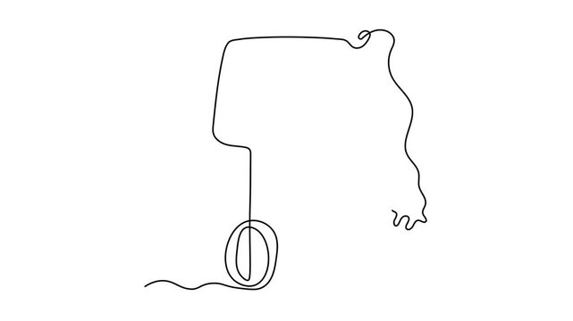 Manual mixer, continuous single one line art hand drawing sketch logo on white background