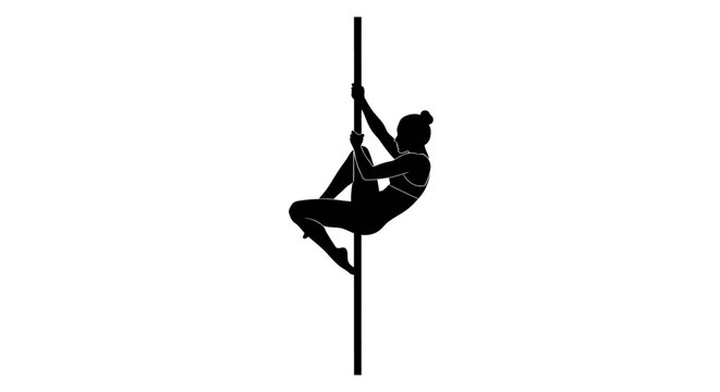 Silhouette of a woman performing a pose on a pole
