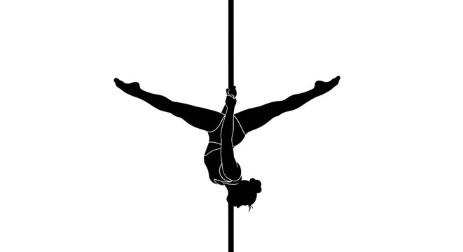 Graceful pole dance silhouette showcasing strength, agility, and artistic fitness
