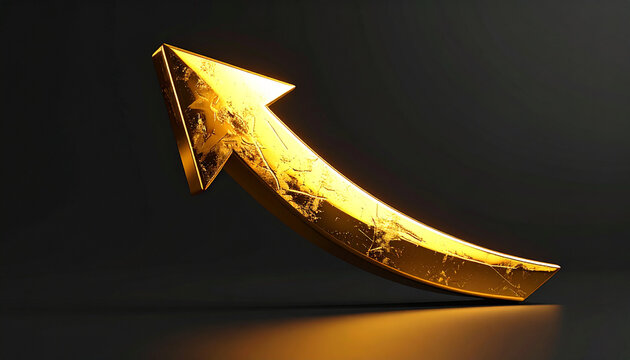 Golden arrow pointing up symbolizing growth and success