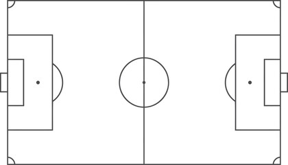 Aerial view of a soccer field with goal boxes and center circle silhouette © Sharmin