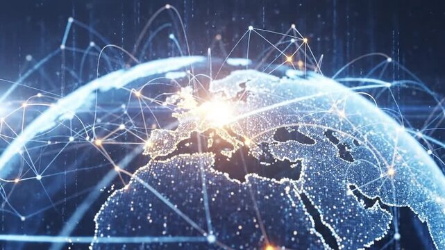 Global Network Connections - Digital World Communication and Technology.