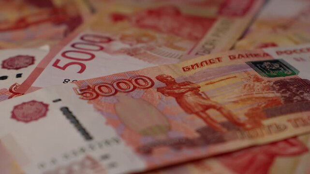 Lots of Russian ruble notes