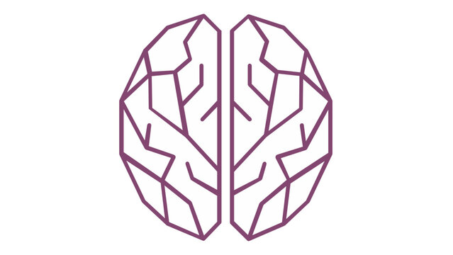 Human brain hemispheres top view vector icon illustration, anatomy of the central nervous system, medical science education symbol, flat minimalist thin line design for health and neurology.