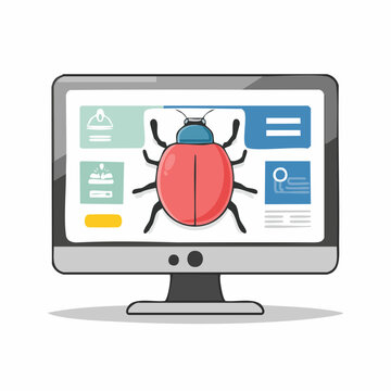 Computer Screen Showing a Large Red Bug Icon