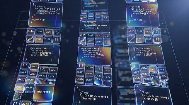 Abstract digital stream of encrypted computer data with green scrolling program code and binary symbols in a seamless futuristic loop animation for cybersecurity and software development.