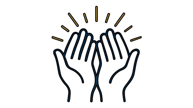 Hands raised making sincere dua vector line icon and illustration for islamic prayer and supplication concept minimalist design for muslim worship religious devotion and spiritual connection