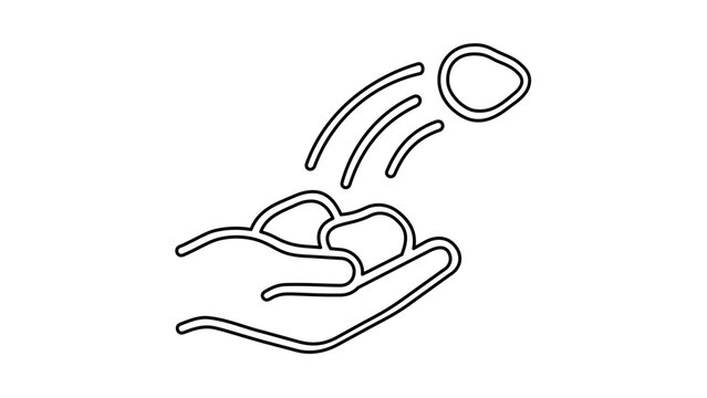 Small pebble stones for throwing ritual in Jamarat during Hajj pilgrimage vector icon illustration. Minimalist flat line art of sacred stones isolated on white background for Islamic faith designs.