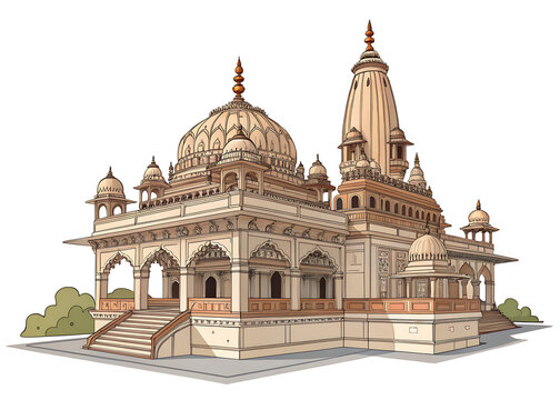 Mahakaleshwar Temple Ujjain, clean vector illustration, isolated on white background