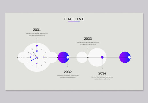 Modern Business Timeline Infographic Template with Clock Design and Roadmap Milestones