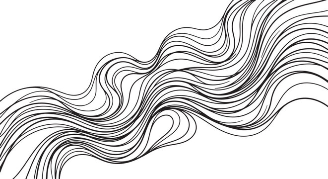 Dynamic wind stream lines, modern abstract motion, clean black vector artwork