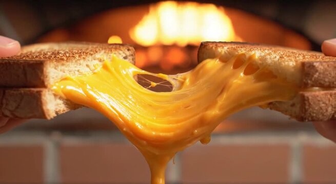Melted Cheese Sandwich Freshly Baked in Oven