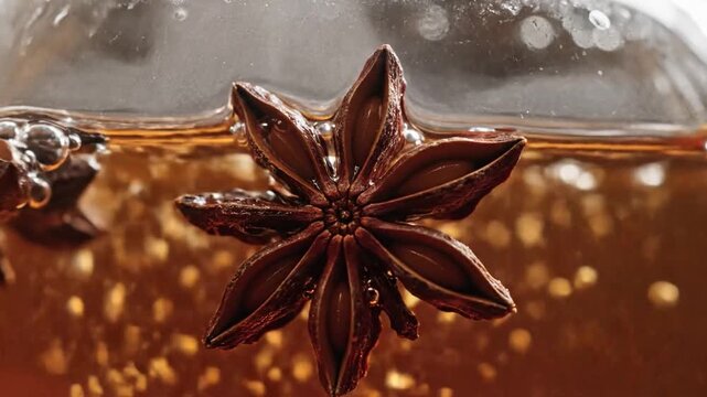 Star Anise Spice Infused in Warm Amber Liquid