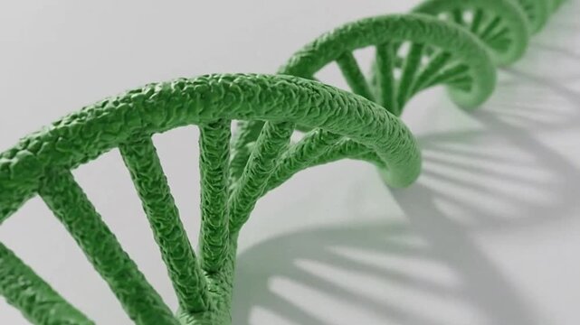 Green DNA double helix model structure.