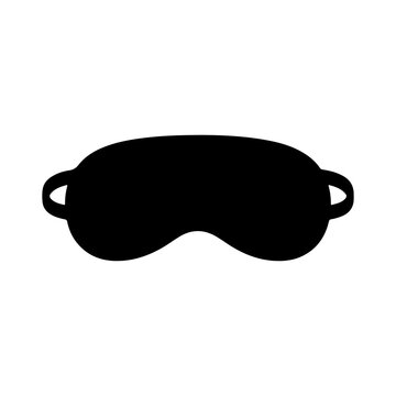 Eye Mask Silhouette, Soft Curved Form Icon of Sleeping Blindfold with Elastic Side Straps Representing Deep Sleep, Travel Comfort, and Nighttime Relaxation Isolated on White Background