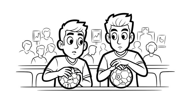 Two Students Nervously Watching Clock During Exam Time.