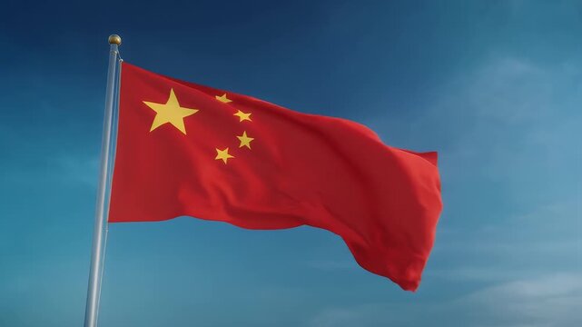 China National Flag Waving Outdoors