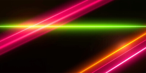 Obraz premium Abstract colorful rainbow light background with glowing rays, energy waves, motion pattern and dark space texture