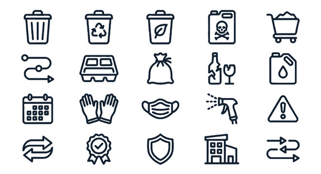 Waste Sorting Disposal Icon Set With Recycling Symbols